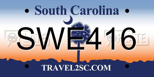 SWE416 South Carolina License Plate