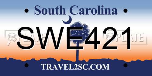 SWE421 South Carolina License Plate