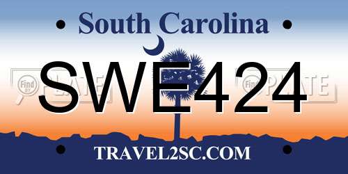 SWE424 South Carolina License Plate