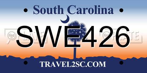 SWE426 South Carolina License Plate