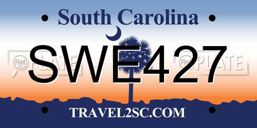 SWE427 South Carolina License Plate