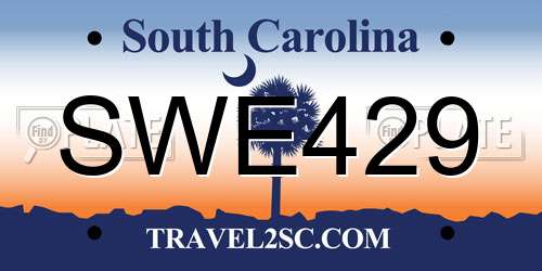 SWE429 South Carolina License Plate