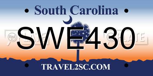 SWE430 South Carolina License Plate