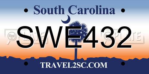 SWE432 South Carolina License Plate