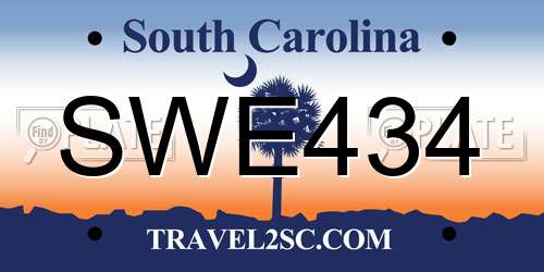 SWE434 South Carolina License Plate