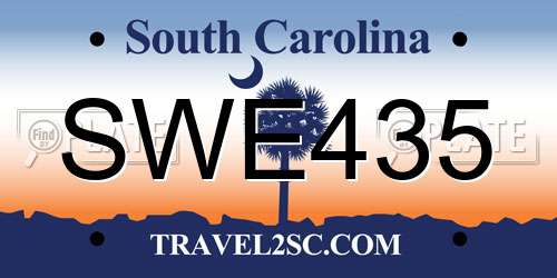 SWE435 South Carolina License Plate