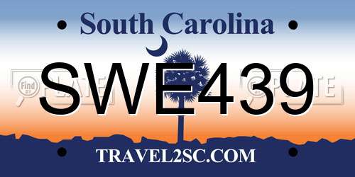 SWE439 South Carolina License Plate