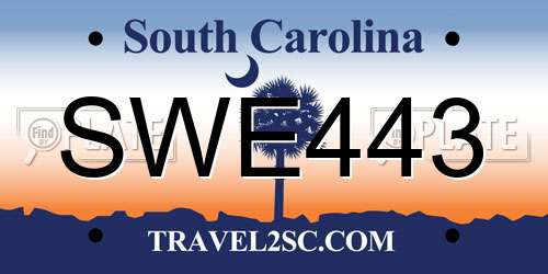 SWE443 South Carolina License Plate