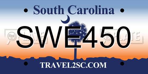 SWE450 South Carolina License Plate