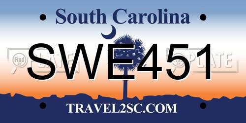 SWE451 South Carolina License Plate