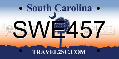 SWE457 South Carolina License Plate