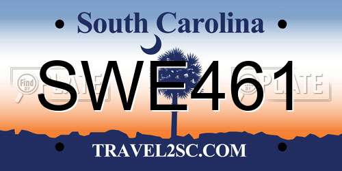 SWE461 South Carolina License Plate