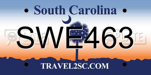 SWE463 South Carolina License Plate