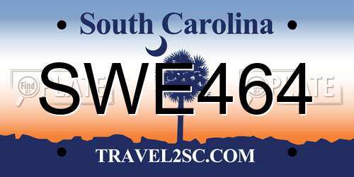 SWE464 South Carolina License Plate