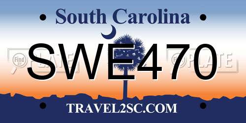 SWE470 South Carolina License Plate