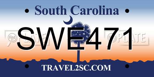 SWE471 South Carolina License Plate