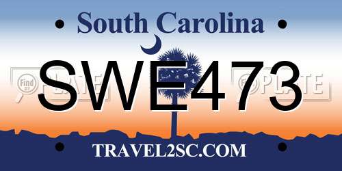 SWE473 South Carolina License Plate