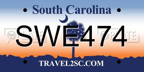 SWE474 South Carolina License Plate