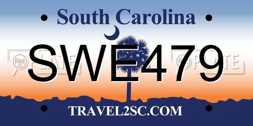 SWE479 South Carolina License Plate