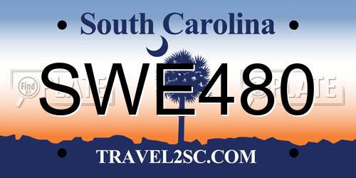SWE480 South Carolina License Plate