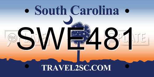 SWE481 South Carolina License Plate