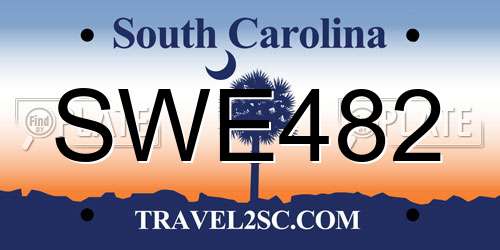 SWE482 South Carolina License Plate
