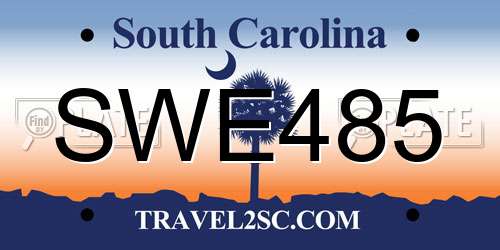SWE485 South Carolina License Plate