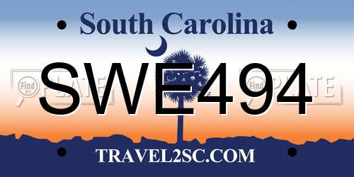 SWE494 South Carolina License Plate