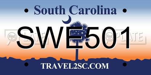 SWE501 South Carolina License Plate