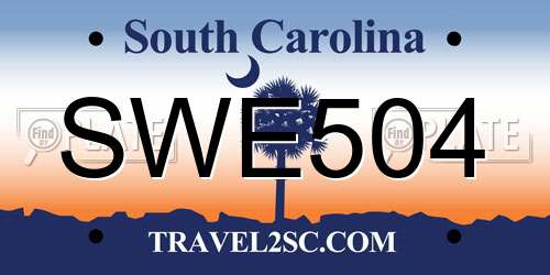 SWE504 South Carolina License Plate
