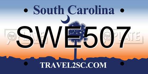 SWE507 South Carolina License Plate