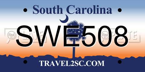 SWE508 South Carolina License Plate
