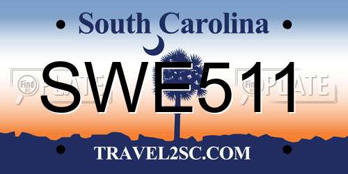 SWE511 South Carolina License Plate