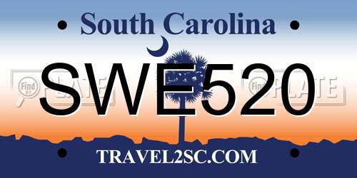 SWE520 South Carolina License Plate