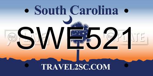 SWE521 South Carolina License Plate