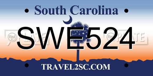 SWE524 South Carolina License Plate