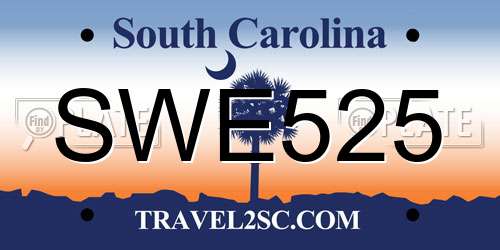 SWE525 South Carolina License Plate