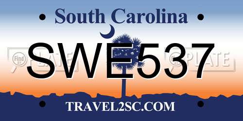 SWE537 South Carolina License Plate