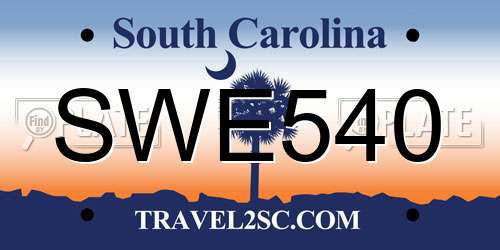 SWE540 South Carolina License Plate