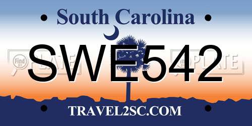 SWE542 South Carolina License Plate