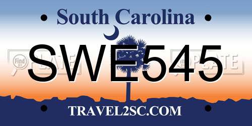 SWE545 South Carolina License Plate