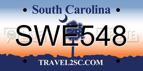 SWE548 South Carolina License Plate