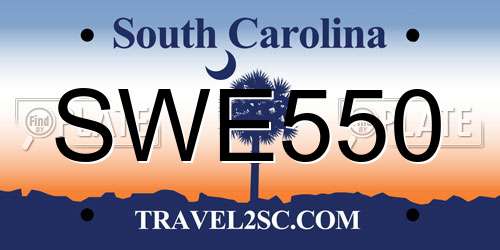 SWE550 South Carolina License Plate