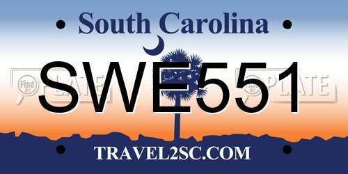 SWE551 South Carolina License Plate
