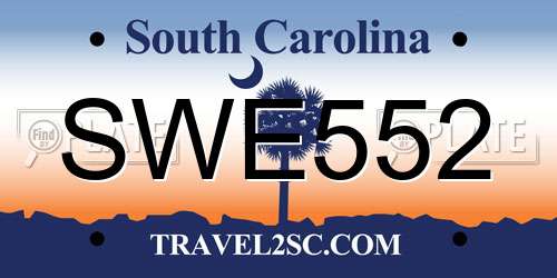SWE552 South Carolina License Plate