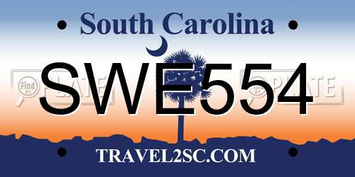 SWE554 South Carolina License Plate