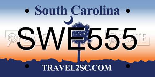 SWE555 South Carolina License Plate