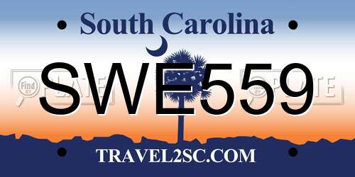 SWE559 South Carolina License Plate