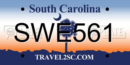 SWE561 South Carolina License Plate