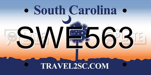 SWE563 South Carolina License Plate